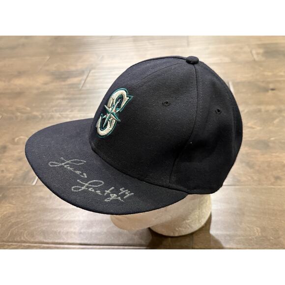 New Era MLB Mens Blue Lucas Luetge Seattle Mariners 59FIFTY Fitted Hat 7 1/2 - Picture 3 of 10